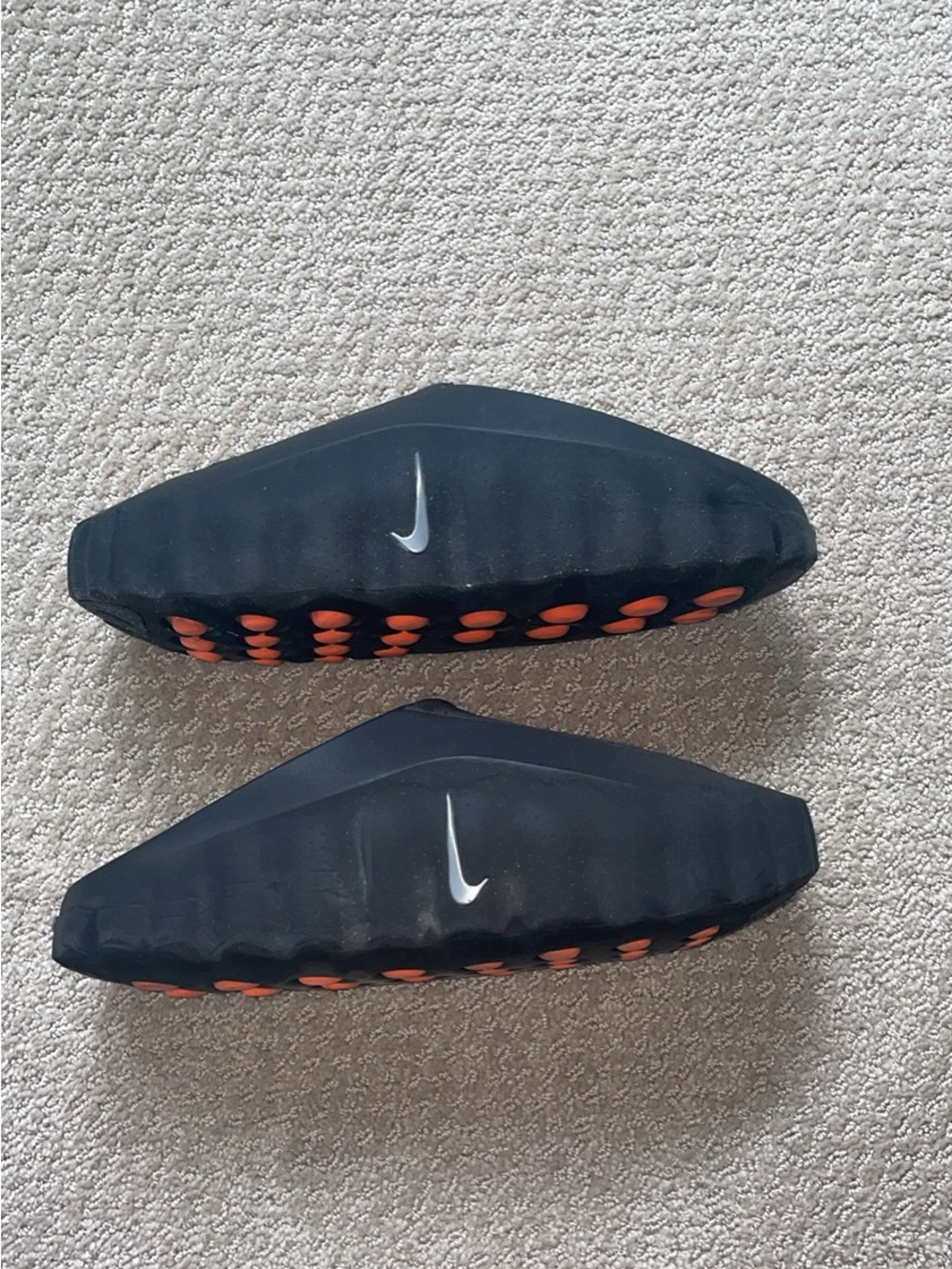 Nike Black Slide Foot Protectors with Orange Stud Accents